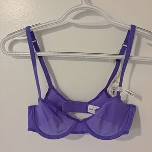 ✨ NWT $39 Aerie SMOOTHEZ Purple Unlined Sheer Mesh Underwire Bra – 32B
